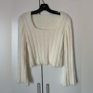 Cozy White Fuzzy Sweater